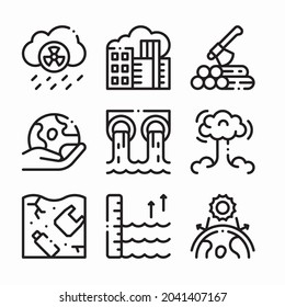 Simple Set Climate Change Vector line Icons
