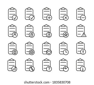 Simple Set Of Clipboard Related Outline Icons. Elements For Mobile Concept And Web Apps. Thin Line Vector Icons For Website Design And Development, App Development. Premium Pack.