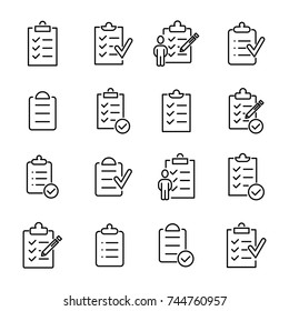 Simple set of clipboard related outline icons. Elements for mobile concept and web apps. Thin line vector icons for website design and development, app development. Premium pack.