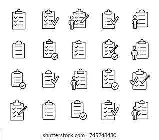 Simple set of clipboard related outline icons. Elements for mobile concept and web apps. Thin line vector icons for website design and development, app development. Premium pack.