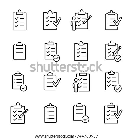 Simple set of clipboard related outline icons. Elements for mobile concept and web apps. Thin line vector icons for website design and development, app development. Premium pack.
