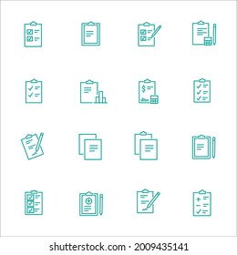 Simple Set of Clipboard Related Vector Line Icons. Contains such Icons as Contact, Checklist, Petition and more. Editable Stroke.