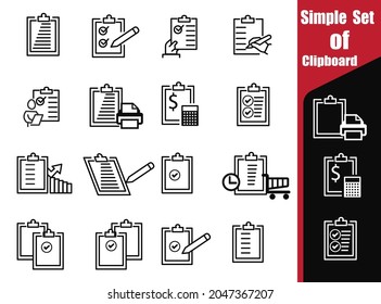 Simple Set of Clipboard Related Vector Line Icons. Contains such Icons as Contact, Checklist, Petition and more. Editable Stroke.