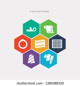 simple set of clothing, coil, drawing board, embroidery icons, contains such as icons embroidery hoop, fabrics, french curve and more. 64x64 pixel perfect. infographics vector