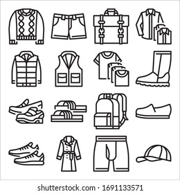 Simple Set of Clothing Related Vector Line Icons
