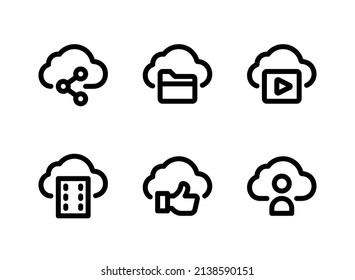 Simple Set of Cloud Computing Related Vector Line Icons. Contains Icons as Sharing, Folder, Video and more.