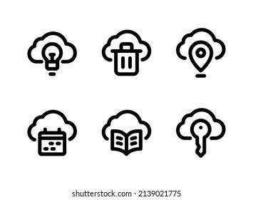 Simple Set of Cloud Computing Related Vector Line Icons. Contains Icons as Idea, Trash, Location and more.