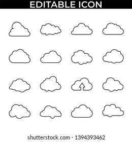 Simple Set of Cloud Vector Line and Fill Icons