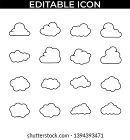 Simple Set of Cloud Vector Line and Fill Icons