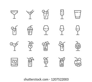 Simple Set of Cocktail Related Vector Line Icons. Contains such Icons as Rock, Martini, Champaign Glass and more.
Editable Stroke. 48x48 Pixel Perfect.