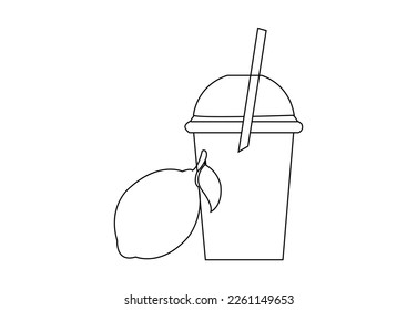 Simple Set of Cocktail Related Vector Line Icons. Contains such Icons as Rock, Martini, Champagne Glass and more. Editable Stroke. Lemonade glass with ice cubes and fresh lemon.