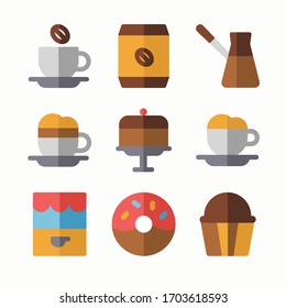 Simple Set Coffe Shop Vector Color Icons