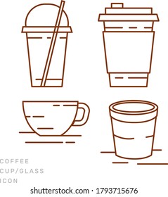 Simple Set of Coffee Cup or Tea Editable Stroke vector line art suit for icon or logo branding