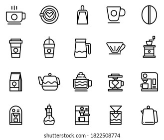 Simple set of coffee equipment on white background.