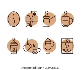 Simple set of coffee related vector line icons.