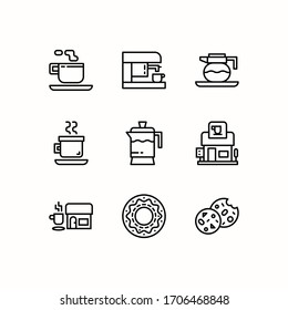 Simple Set of Coffee Shop Related Vector Line Icons