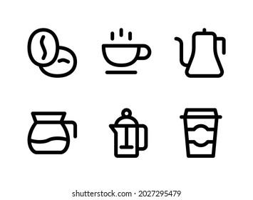 Simple Set of Coffee Shop Related Vector Line Icons. Contains Icons as Coffee Beans, Kettle, Jug, Cup and more.