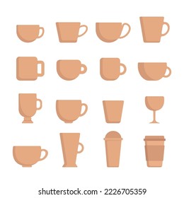 Simple Set of Coffee and Tea related Vector Icons. Set of Coffee cups icon.