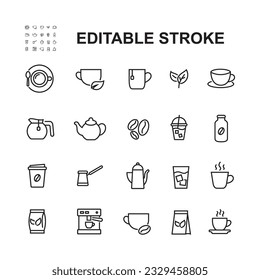 Simple Set of Coffee and Tea Related Vector Line Icons.