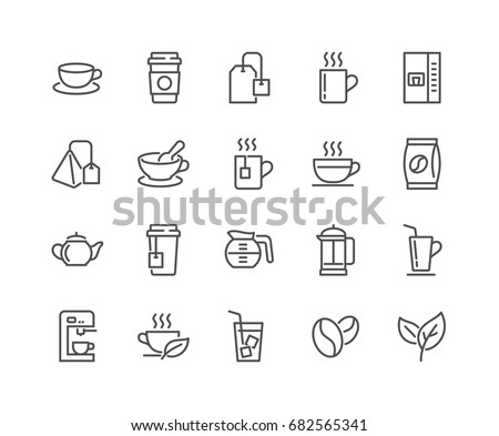 Simple Set of Coffee and Tea Related Vector Line Icons. 
Editable Stroke. 48x48 Pixel Perfect. 商業照片 © 