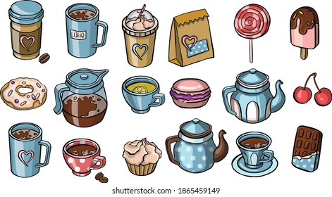 Simple Set of Coffee and Tea set symbol. icon