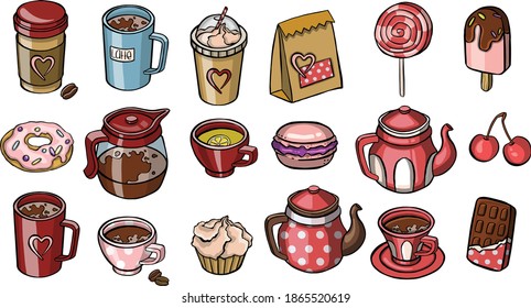 Sencillo símbolo de juego de café y té. icono