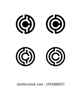 Simple Set of Coin Related Vector Line Icons with initial C