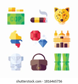 Simple Set Colombia Vector Color Icons