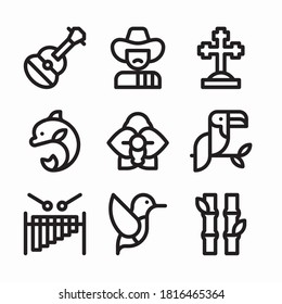 Simple Set Colombia Vector line Icons