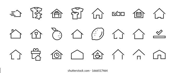  Simple set of color editable house icon templates. Contains such icons, home calendar, coffee shop and other vector signs isolated on a white background for graphic and web design.