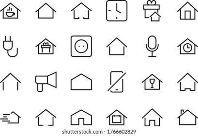 Simple set of color editable house icon templates. Contains such icons, home calendar, coffee shop and other vector signs isolated on a white background for graphic and web design.