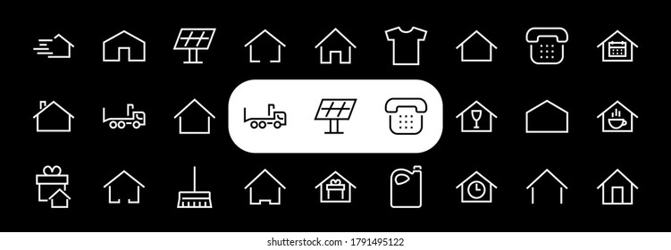 Simple set of color editable house icon templates. Contains such icons, home calendar, coffee shop and other vector signs isolated on a white background for graphic and web design.