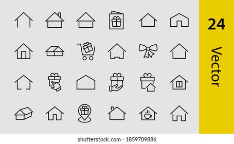 Simple set of color editable house icon templates. Contains such icons, home calendar, coffee shop and other vector signs isolated on a white background for graphic and web design.