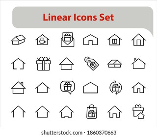 Simple set of color editable house icon templates. Contains such icons, home calendar, coffee shop and other vector signs isolated on a white background for graphic and web design.