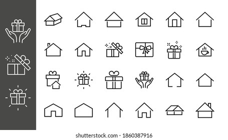 Simple set of color editable house icon templates. Contains such icons, home calendar, coffee shop and other vector signs isolated on a white background for graphic and web design.
