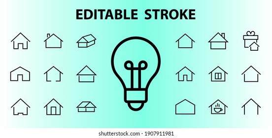 Simple set of color editable house icon templates. Contains such icons, home calendar, coffee shop and other vector signs isolated on a white background for graphic and web design.