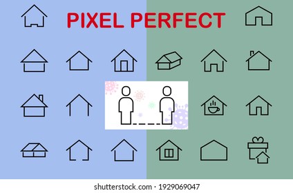 Simple set of color editable house icon templates. Contains such icons, home calendar, coffee shop and other vector signs isolated on a white background for graphic and web design.