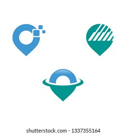 simple set colored pointers or pin marker of location isolated flat