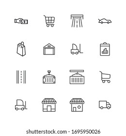Simple set of commerce icons in trendy line style. Modern vector symbols, isolated on a white background. Linear pictogram pack. Line icons collection for web apps and mobile concept.