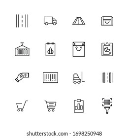 Simple set of commerce icons in trendy line style. Modern vector symbols, isolated on a white background. Linear pictogram pack. Line icons collection for web apps and mobile concept.