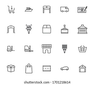 Simple set of commerce icons in trendy line style. Modern vector symbols, isolated on a white background. Linear pictogram pack. Line icons collection for web apps and mobile concept.