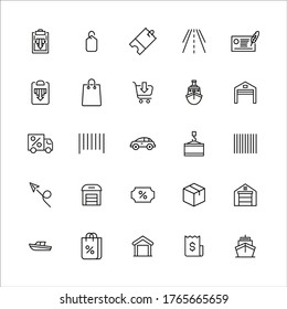Simple set of commerce icons in trendy line style. Modern vector symbols, isolated on a white background. Linear pictogram pack. Line icons collection for web apps and mobile concept.