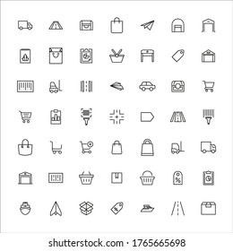 Simple set of commerce icons in trendy line style. Modern vector symbols, isolated on a white background. Linear pictogram pack. Line icons collection for web apps and mobile concept.