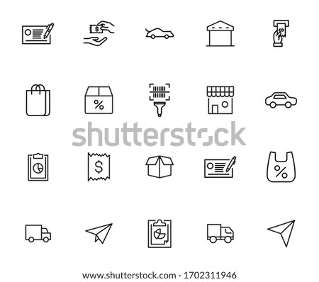 Simple set of commerce icons in trendy line style. Modern vector symbols, isolated on a white background. Linear pictogram pack. Line icons collection for web apps and mobile concept.