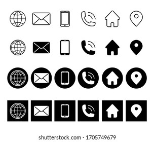 Simple set of communication line icon. Phone, mail, message, chat and more. Contacts thin outline icon set with rounded corners