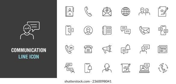 Simple set of communication vector line icon. Isolated on white background