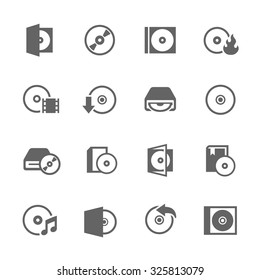 Simple Set of Compact Disk Related Vector Icons for Your Design.