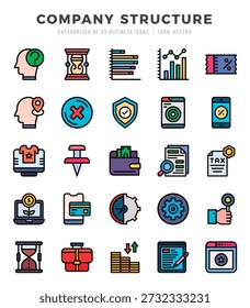 Simple Set of Company Structure Related Vector Lineal Color Icons.