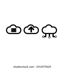Simple Set of Computer Cloud Related Vector Outline Icons