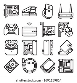 Simple Set of Computer hardware Related Vector Line Icons